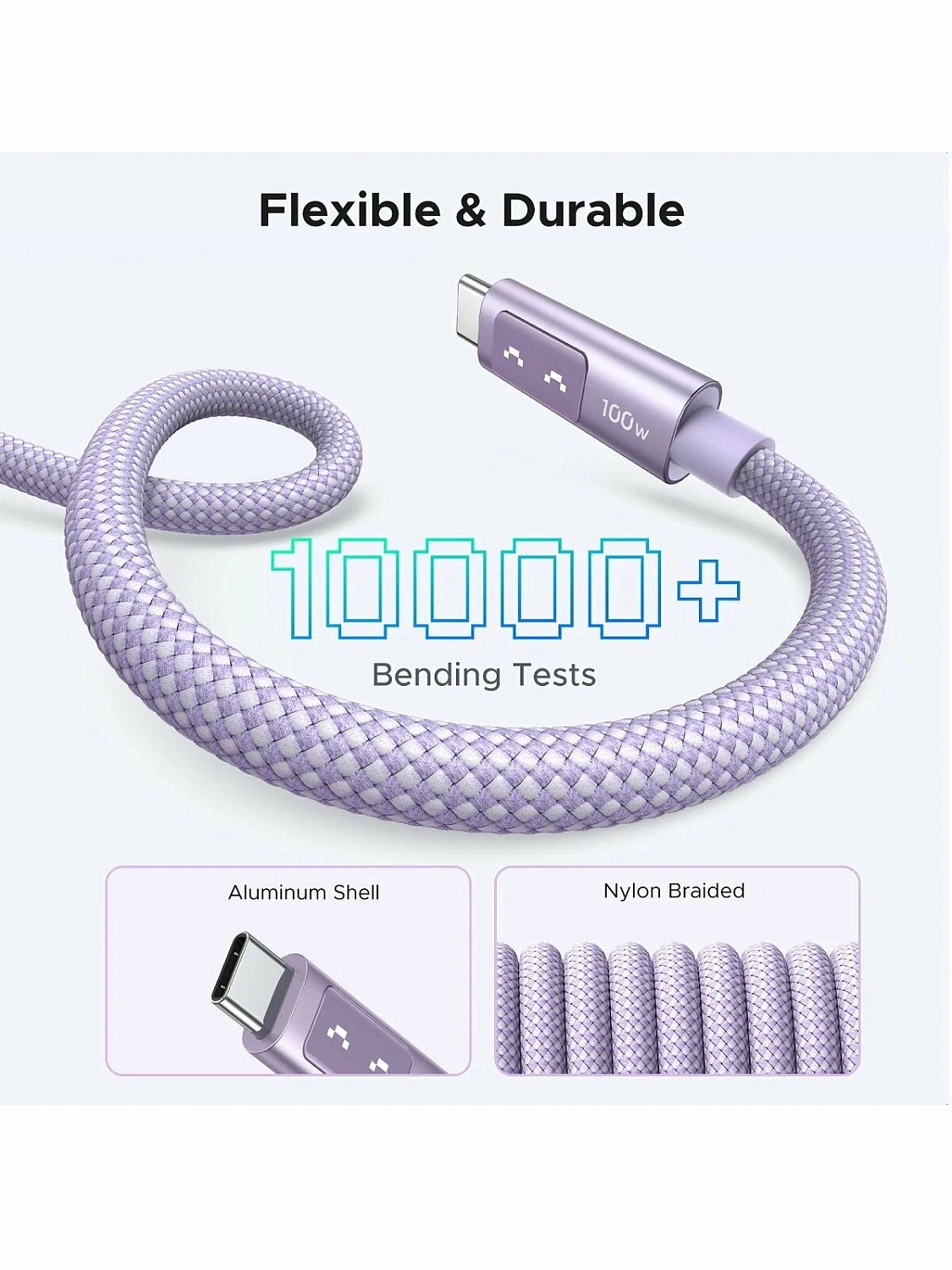 65092 Кабель UGREEN L509 UNO Type C - Type C 2.0 100W. Цвет: розовый, 1М